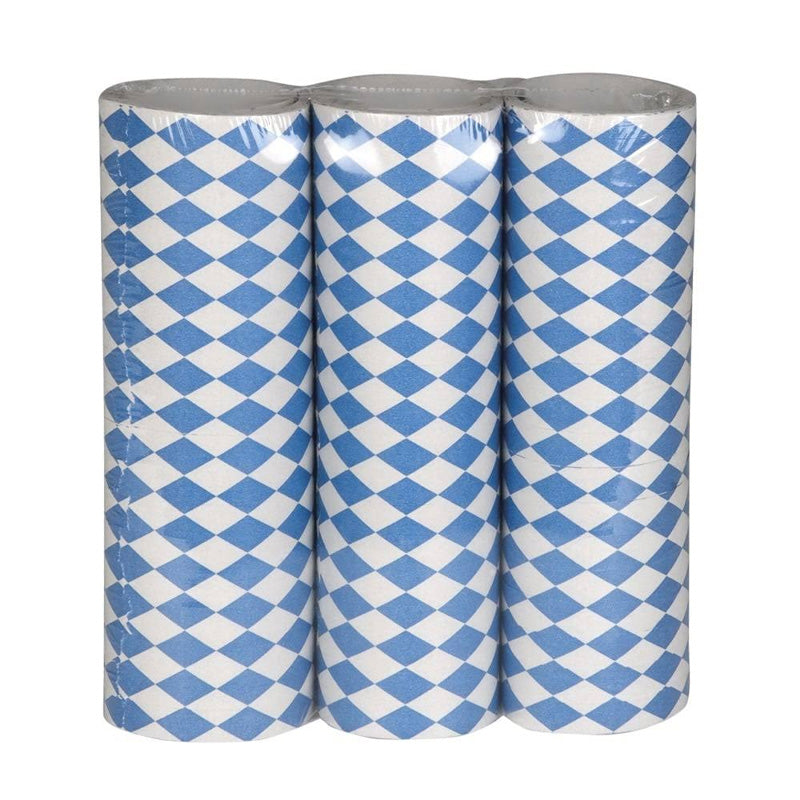 Serpentines - 3 rollen - wit/blauw geruit - 4 meter