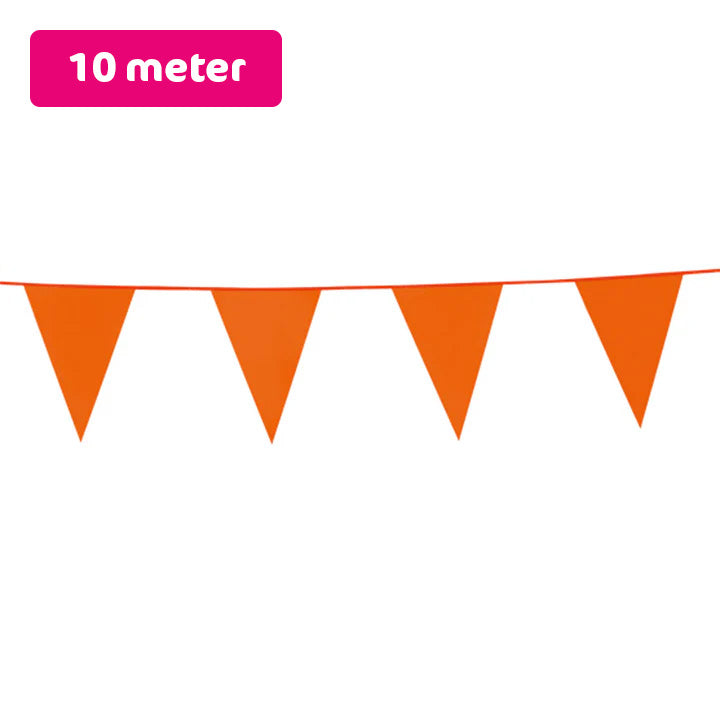 Vlaggenlijn / slinger - 10 meter - oranje vlaggetjes
