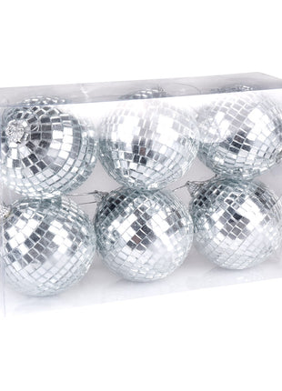 Mini disco balls - 6 pieces - silver