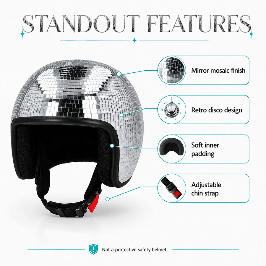 Disco bal helm - zilver