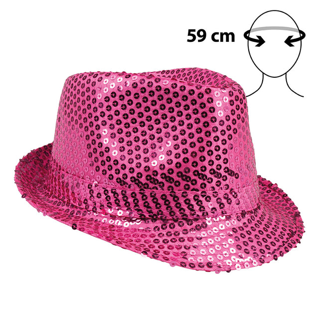 Hoed pailletten roze