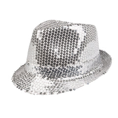 Hoed pailletten zilver