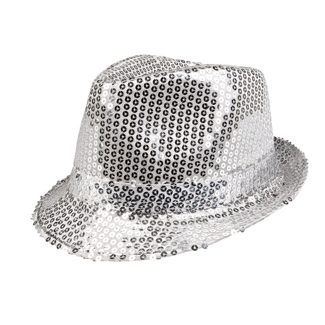 Hoed pailletten zilver