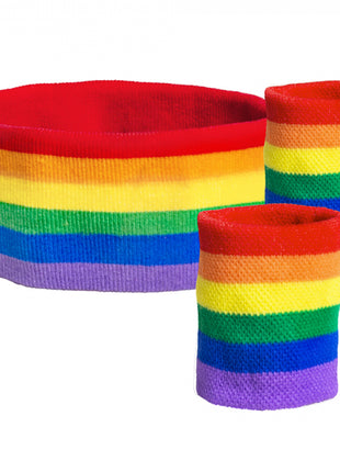 Regenbogen-Schweißbänder – 3er-Set