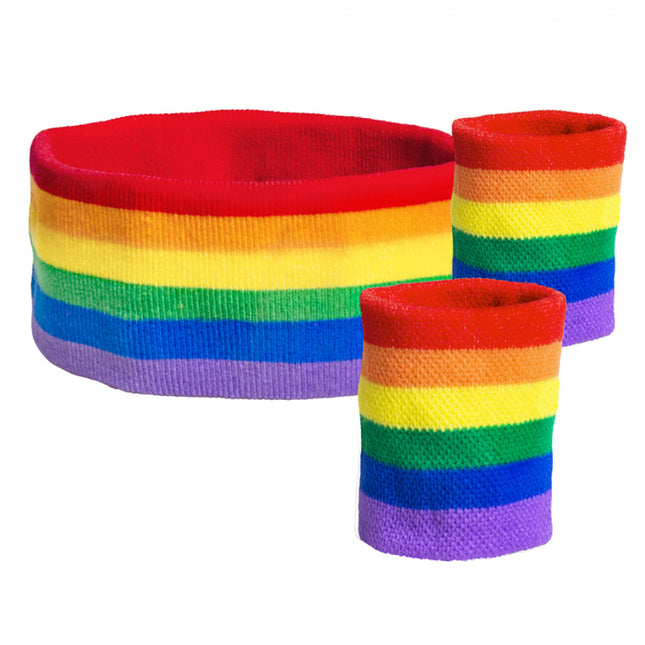 Regenboog Zweetbandjes - set van 3