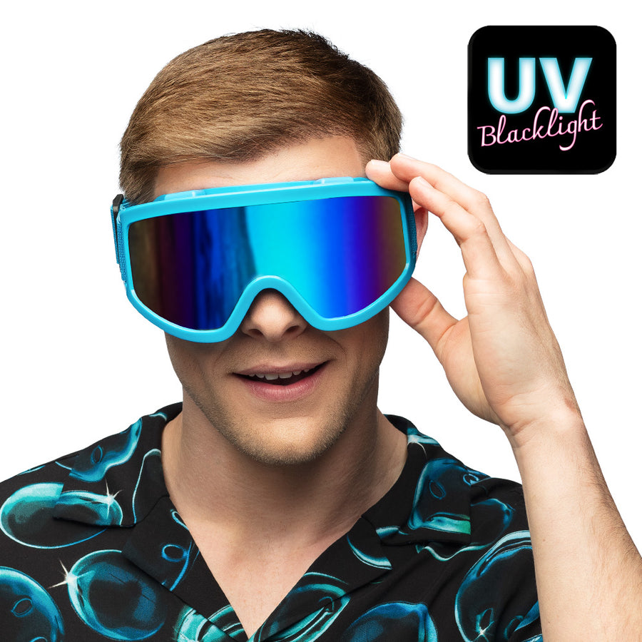 Skibril Party - neon blauw