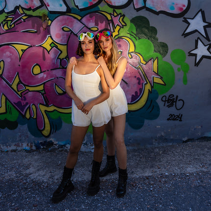 Skibril Party Hartjes - wit