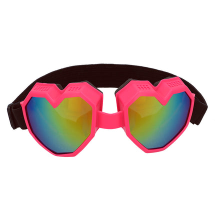 Skibril Party Hartjes - neon roze