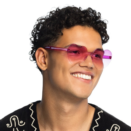 Partybril hartjes roze