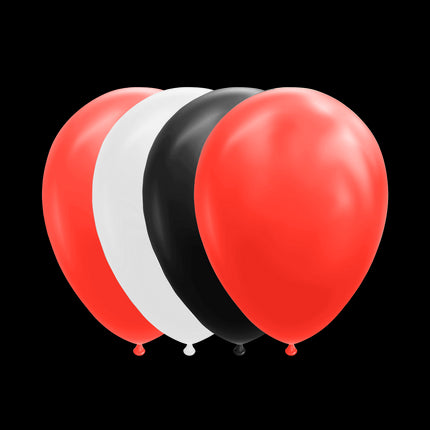 Ballonnen - 10 stuks - 30 cm - rood / wit / zwart