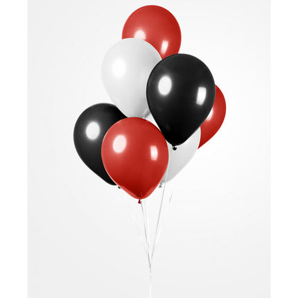 Ballonnen - 10 stuks - 30 cm - rood / wit / zwart