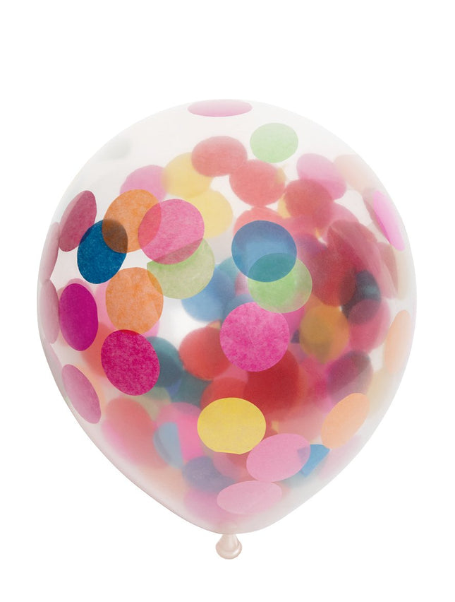 Confettiballon - 6 stuks - 30 cm - mix kleuren