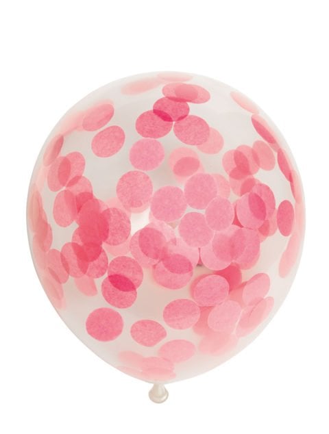 Confettiballon - 6 stuks - 30 cm - baby roze