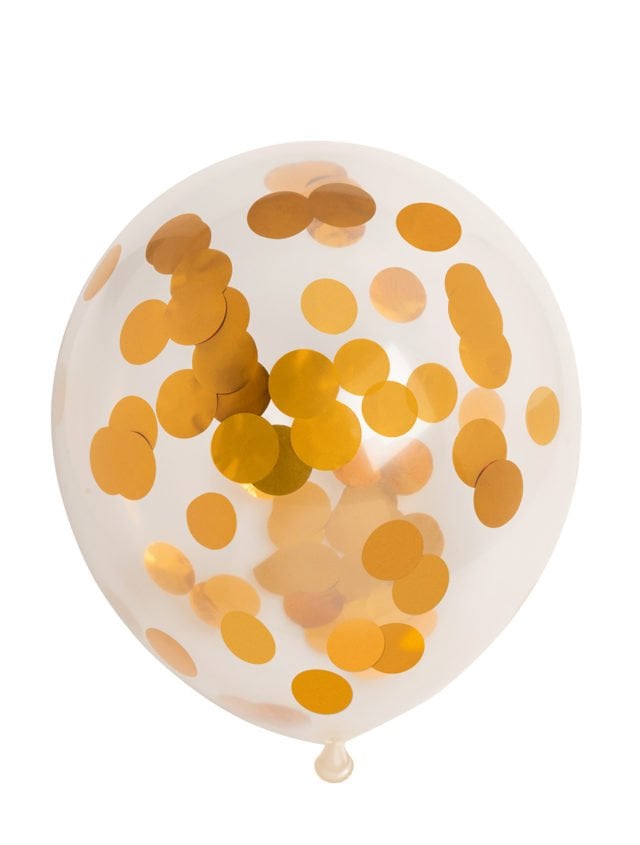 Confettiballon - 6 stuks - 30 cm - goud metallic