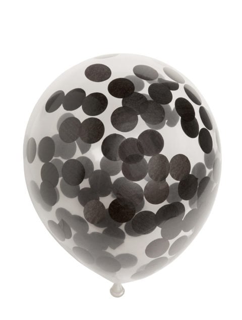 Confettiballon - 6 stuks - 30 cm - zwart