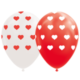 Hartjes ballonnen  - 8 stuks - 30 cm - rood / wit