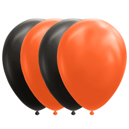 Ballonnen - 10 stuks - 30 cm - zwart/oranje
