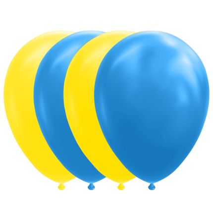 Ballonnen - 10 stuks - 30 cm - blauw / geel