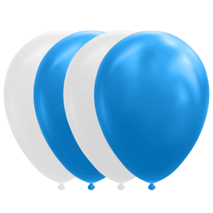 Ballonnen - 10 stuks - 30 cm - wit/blauw