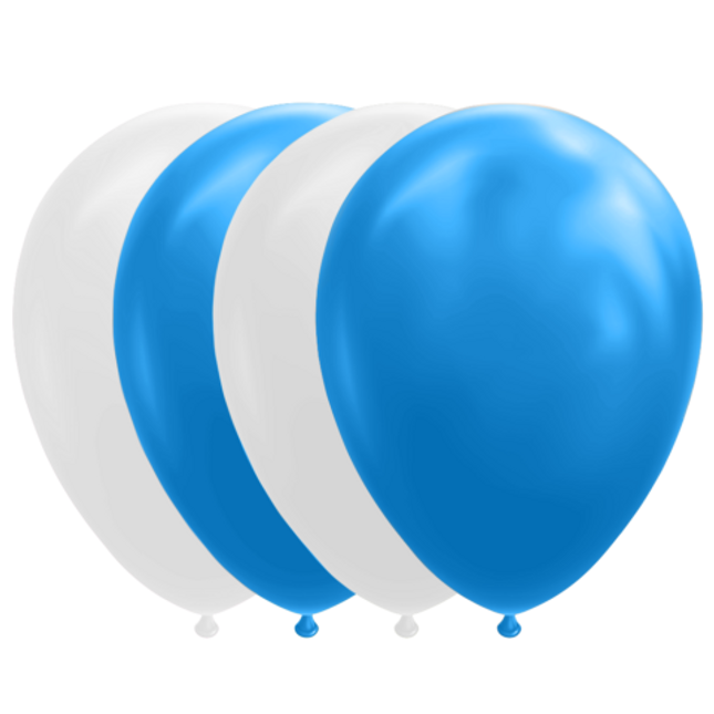 Ballonnen - 10 stuks - 30 cm - wit/blauw