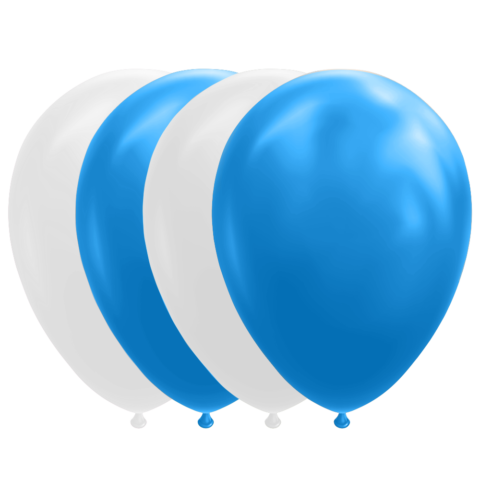 Ballonnen - 10 stuks - 30 cm - wit/blauw