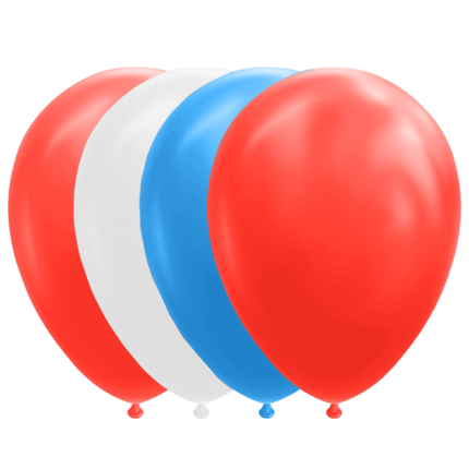 Ballonnen - 10 stuks - 30 cm - rood / wit / blauw
