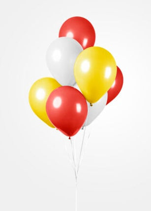 Ballonnen - 100 stuks - 30 cm - rood/geel/wit