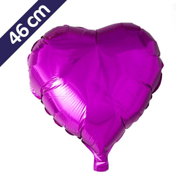 Folieballon hart - 46 cm - donker roze