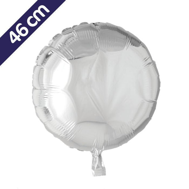 Folieballon rond - 46 cm - zilver