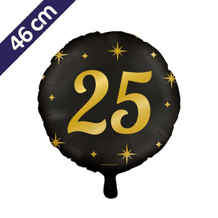 25 jaar getrouwd Folieballon - 46 cm - goud en zwart - Classy