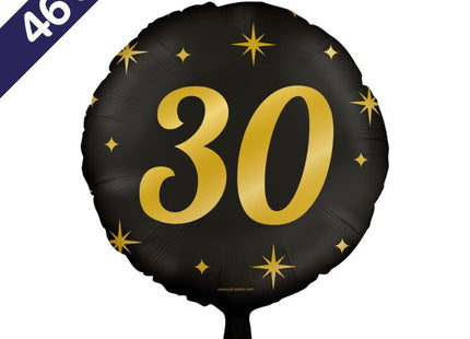 30 jaar Folieballon - 46 cm - goud en zwart - Classy