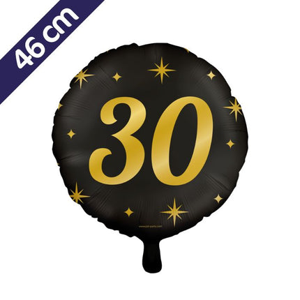 30 jaar Folieballon - 46 cm - goud en zwart - Classy