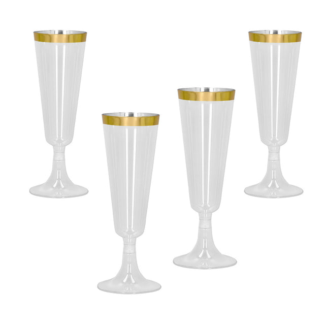 Plastic Champagneglazen goud - 4 stuks - 14 cl