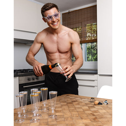 Plastic Champagneglazen zilver - 4 stuks - 14 cl