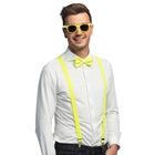 Accessory set neon yellow - party glasses, bow tie & suspenders