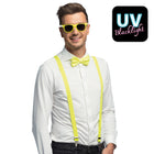 Accessoireset neon geel - partybril + vlinderstrik & bretels