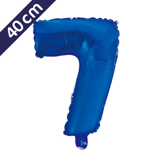 Cijferballon - blauw - cijfer 7 - 40 cm