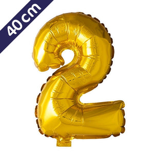 Cijferballon - goud - cijfer 2 - 40 cm