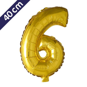 Cijferballon - goud - cijfer 6 - 40 cm