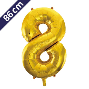 Cijferballon - goud - cijfer 8 - 86 cm