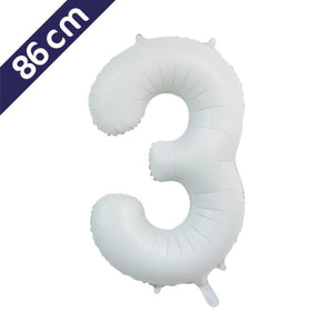 Cijferballon - satijn wit - cijfer 3 - 86 cm