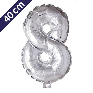 Cijferballon - zilver - cijfer 8 - 40 cm