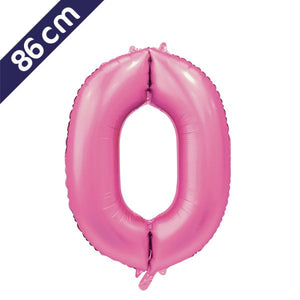Cijferballon - satijn roze - cijfer 0 - 86 cm