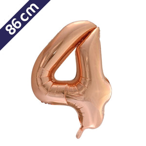 Cijferballon - roségoud - cijfer 4 - 86 cm