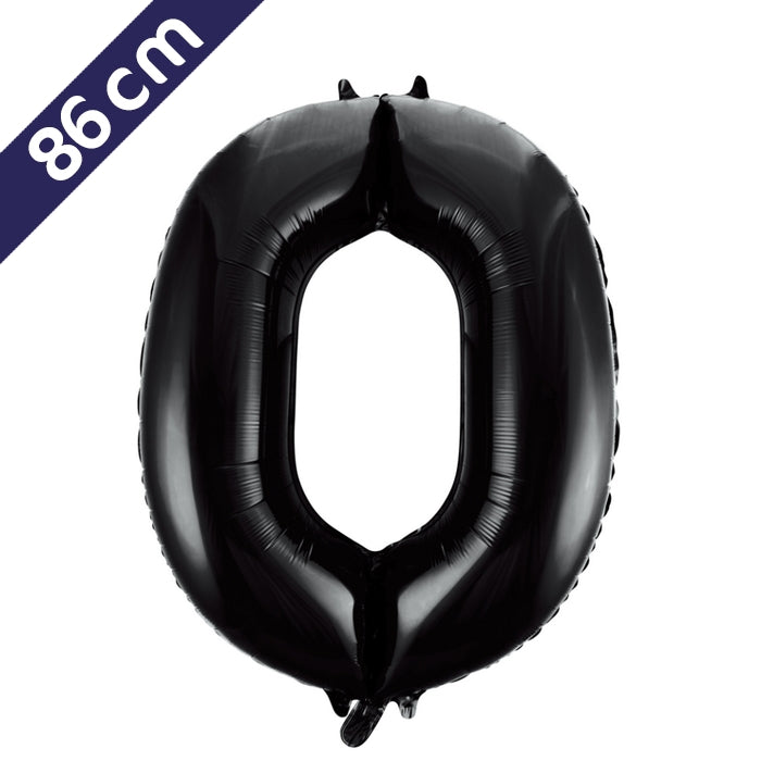 Cijferballon - zwart - cijfer 0 - 86 cm