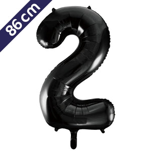 Cijferballon - zwart - cijfer 2 - 86 cm