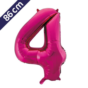Cijferballon - roze - cijfer 4 - 86 cm