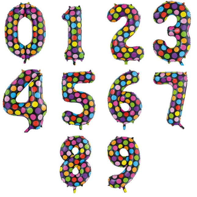 Cijferballon - gekleurde stippen
