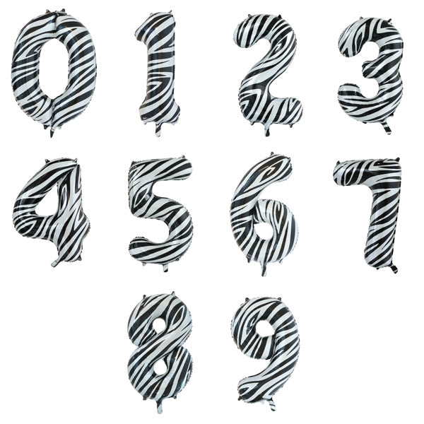 Cijferballon - zebra - 86 cm