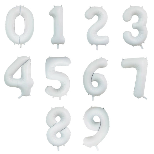 Cijferballon - satijn wit
